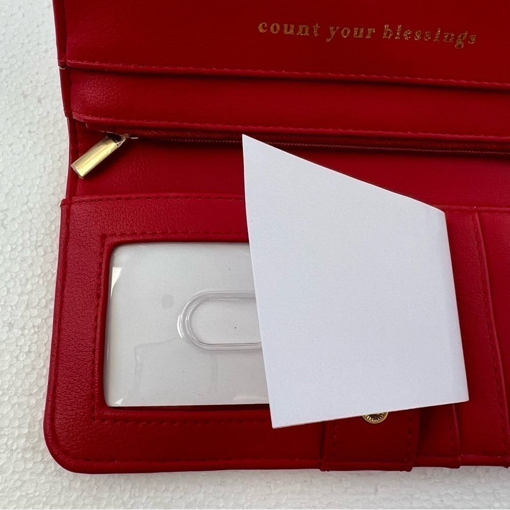 Origami Owl Red “Count Your Blessings” Snap Closure Wallet - Picture 10 of 13
